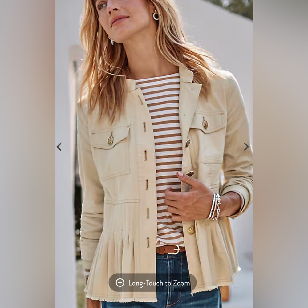 J. Jill Cream Utility Jacket with Peplum Hem - Picture 1 of 8